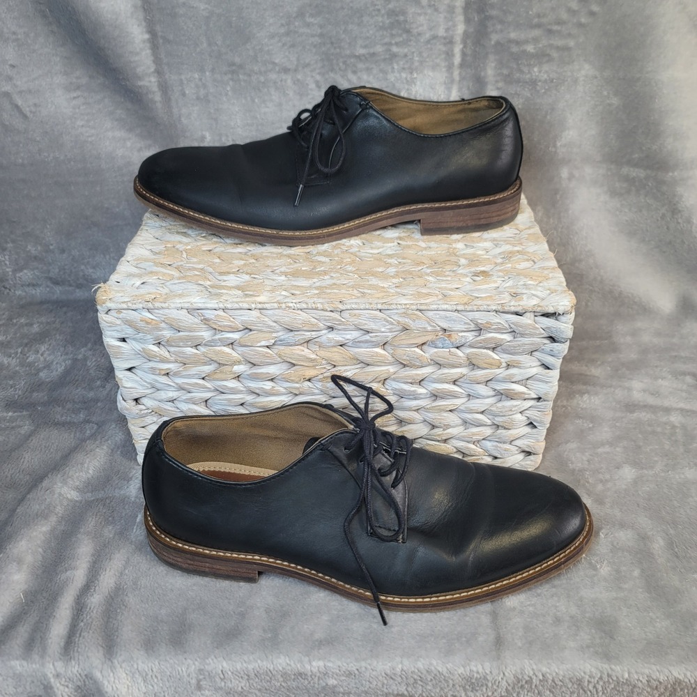 Aston Grey Career Black Leather Derby Dress Shoes Mens 8 Formal Business Classic